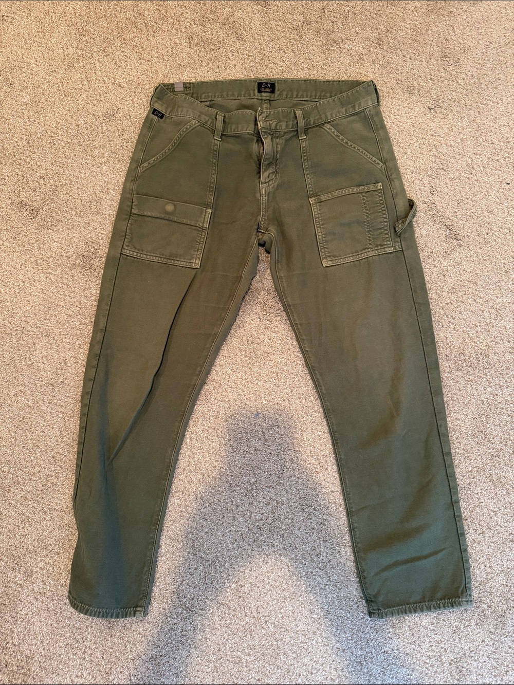 Citizens Of Humanity Olive Green Straight-Leg Utility Pants